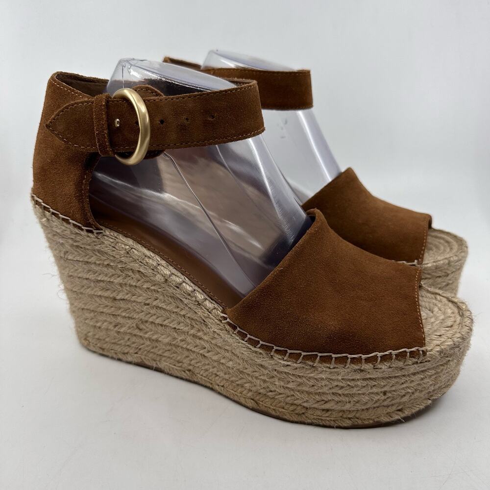 Marc Fisher Ltd Mlalida Espadrille WMN Platform Wedge Leather Brown US10M Sandal